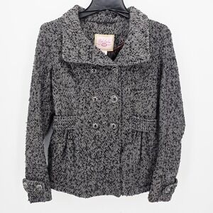 Pink Envelope Tweed Double-Breasted Jacket Women's Size Medium‎ Black White